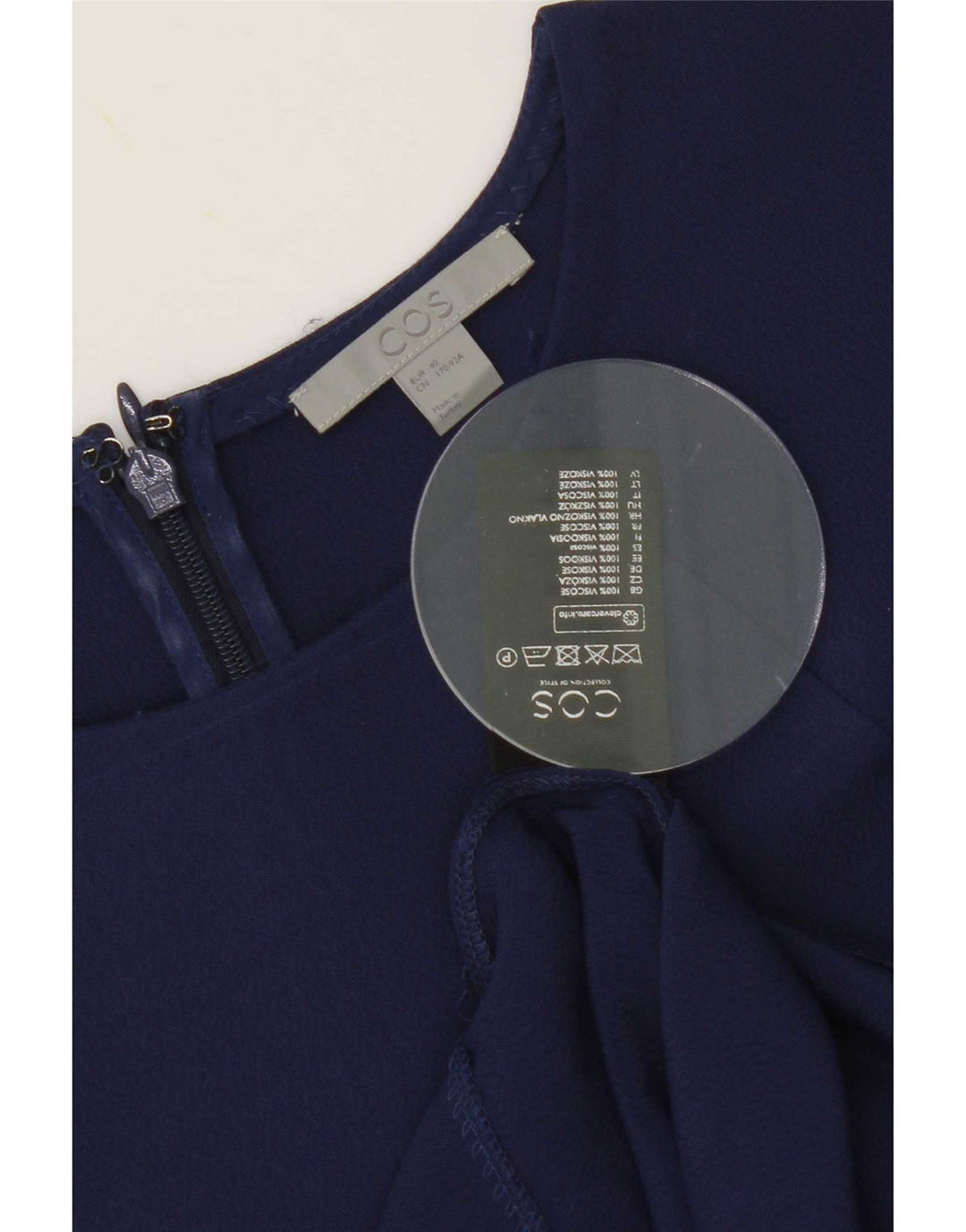 Cos Damen Bluse Top EU 40 Medium Marineblau Viskose