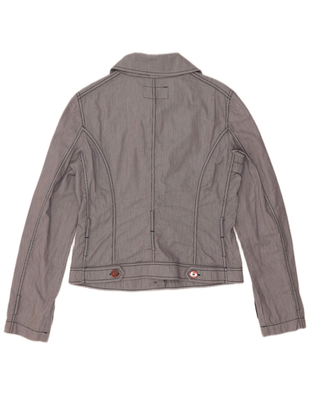 Armani Jeans Damen Bomberjacke US 8 Mittelblaue Nadelstreifen-Baumwolle