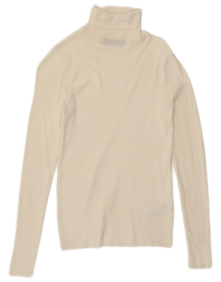 Marks & Spencer Damen Top Langarm UK 10 Small Off White Viskose