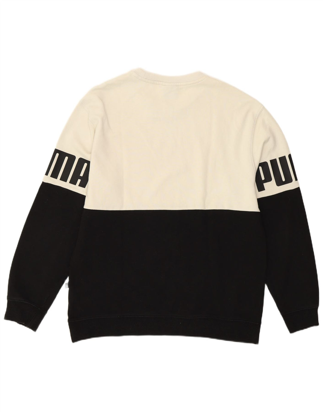 Puma Herren Grafik-Sweatshirt-Pullover, groß, weiße Farbblock-Baumwolle