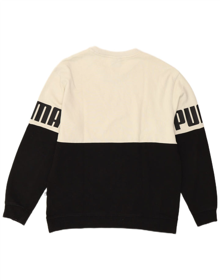 Puma Herren Grafik-Sweatshirt-Pullover, groß, weiße Farbblock-Baumwolle