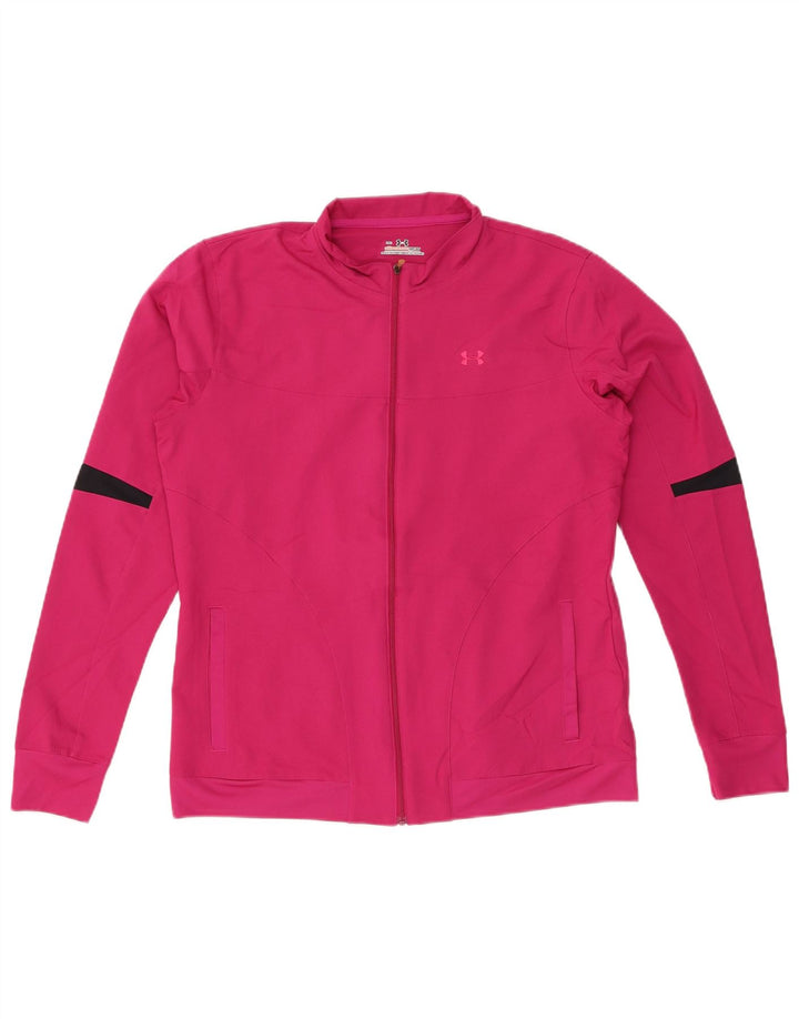 UNDER ARMOUR Damen-Trainingsanzug-Top-Jacke UK 14 Mittelrosa Farbblock