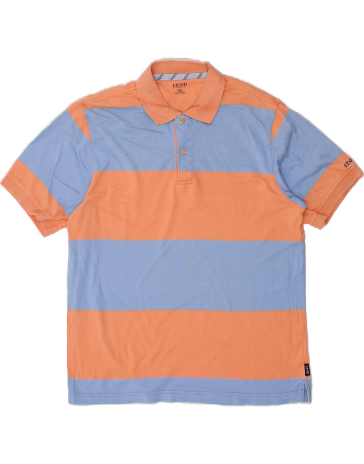 IZOD Mens Polo Shirt Large Orange Colourblock Cotton Vintage Izod and Second-Hand Izod from Messina Hembry 
