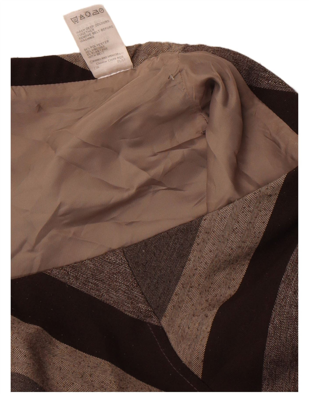 Marks & Spencer Damen Midirock UK 16 Large W34 Braun gestreift Polyester