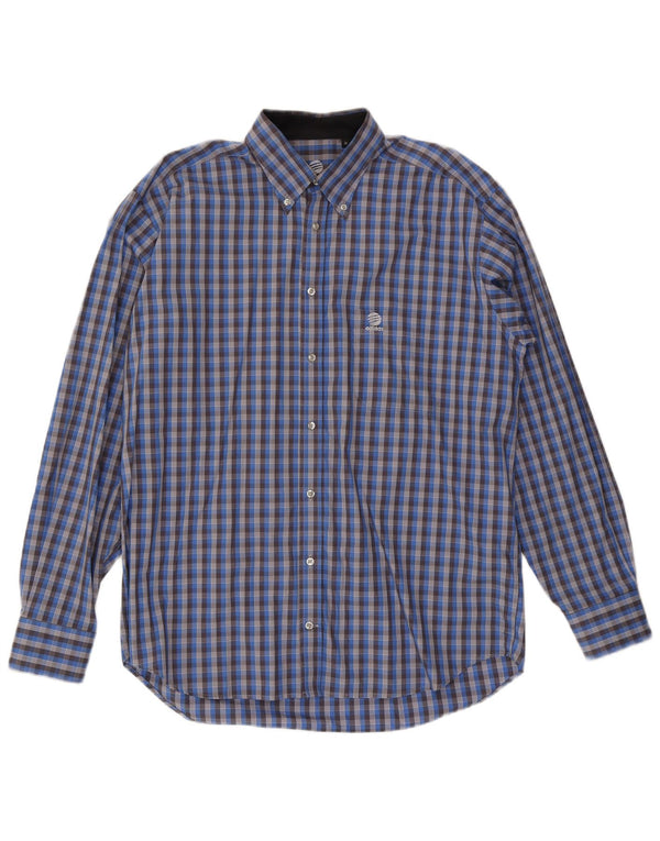Adidas Herren-Hemd, Größe 41, mittelblau, kariert, Baumwolle