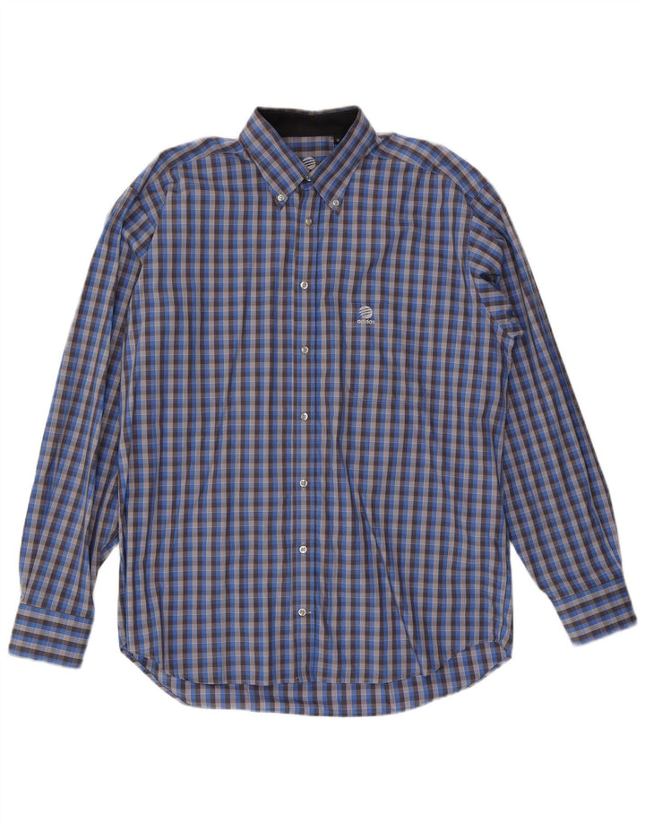 Adidas Herren-Hemd, Größe 41, mittelblau, kariert, Baumwolle