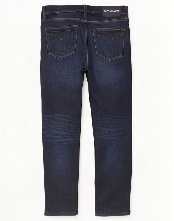 Calvin Klein Mens Straight Jeans W33 L30 Navy Blue Cotton