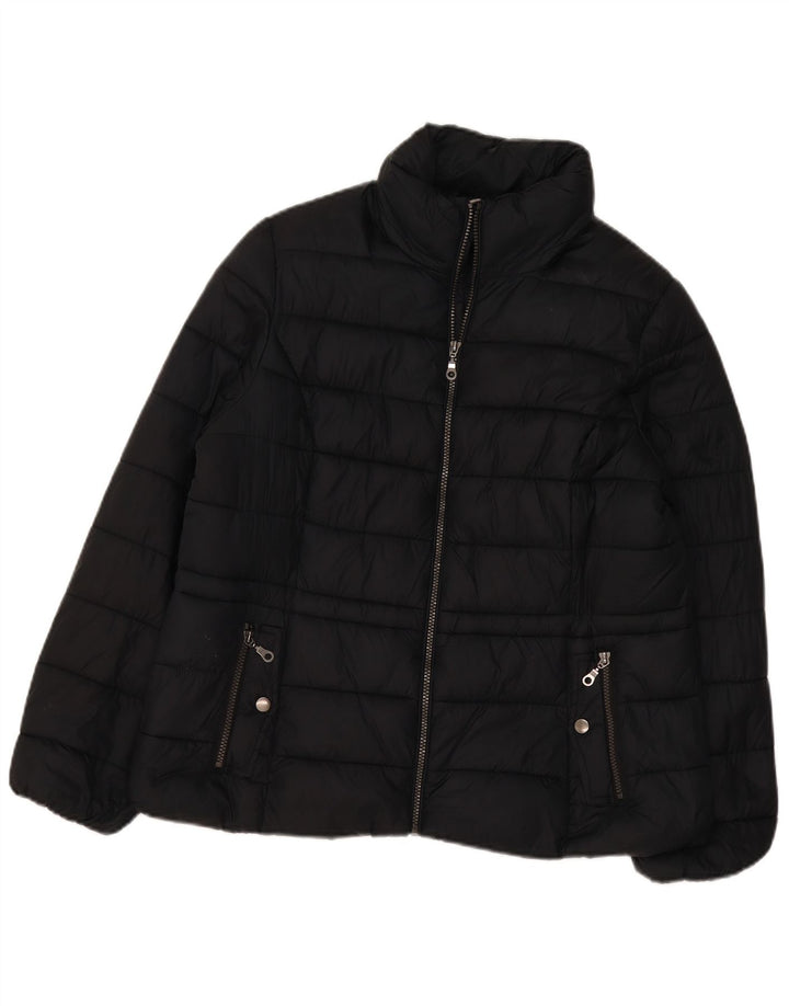 Marks & Spencer Wattierte Damenjacke mit Kapuze, UK 16, Größe L, Schwarz, Polyester