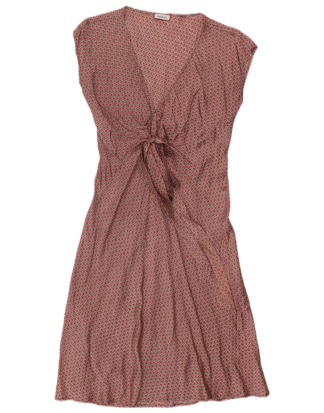 MAX & CO. A-Linien-Kleid zum Binden vorne für Damen, UK 12, mittleres Burgunderrot gepunktet