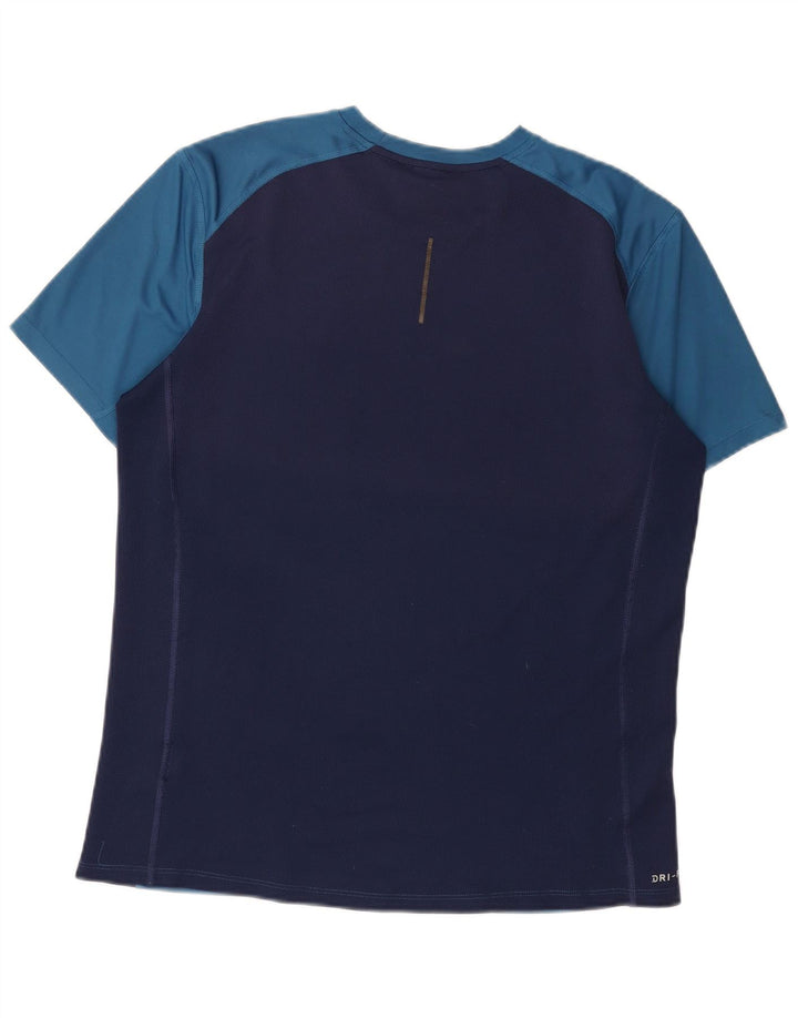 NIKE Mens Dri Fit T-Shirt Top Medium Blue Colourblock
