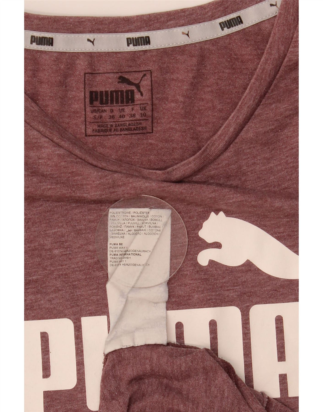 Puma Damen Grafik T-Shirt Top UK 10 Small Kastanienbraun Polyester