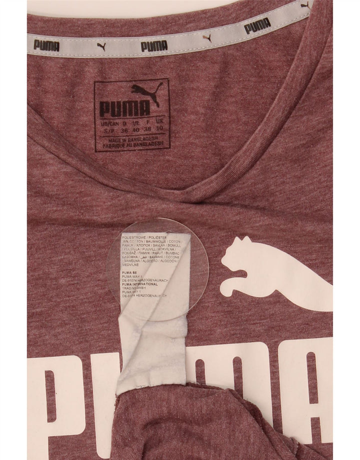 Puma Damen Grafik T-Shirt Top UK 10 Small Kastanienbraun Polyester