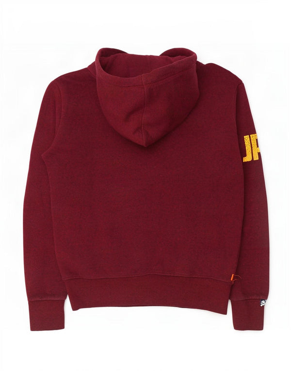 Superdry Womens Graphic Hoodie Jumper UK 16 Large Burgundy Cotton