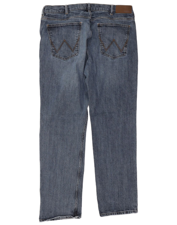 Wrangler Mens Regular Straight Jeans W38 L32 Blue Cotton