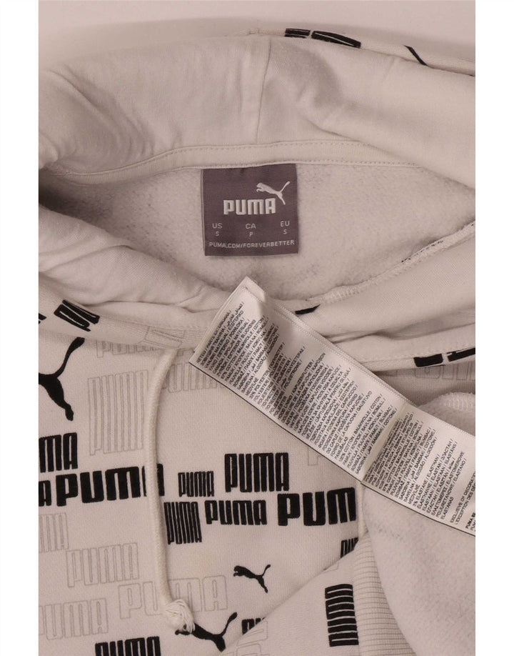 Puma Herren-Kapuzenpullover mit Grafik, Größe S, weiße Baumwolle