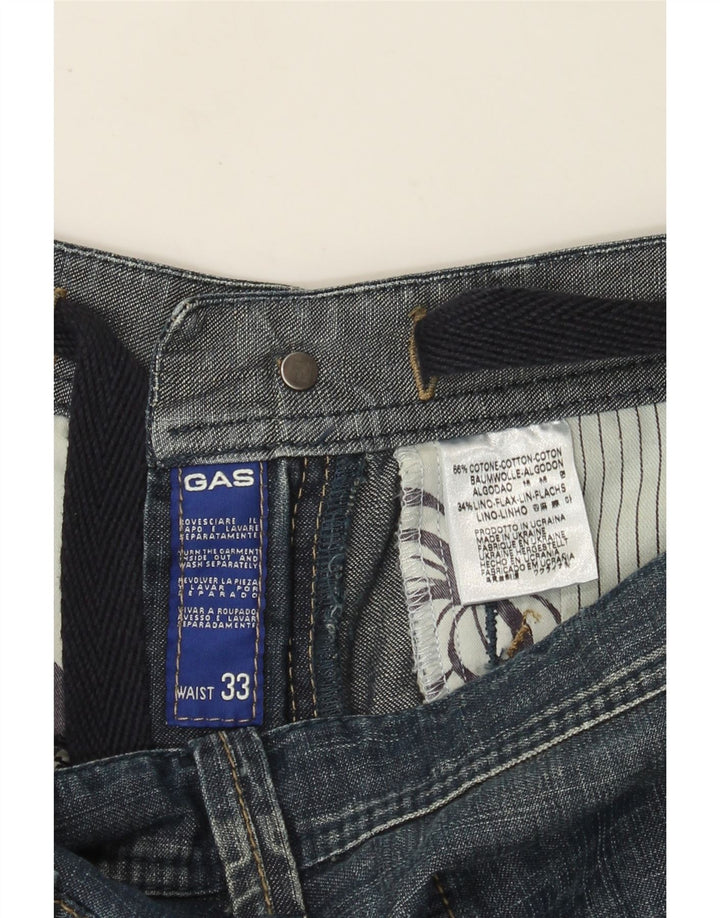 Gas Herren Cargo Denim Shorts W33 Mittelblaue Baumwolle