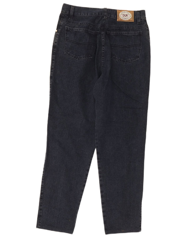 DUK Damen High Waist Tapered Jeans IT 50 XL W32 L28 Marineblaue Baumwolle