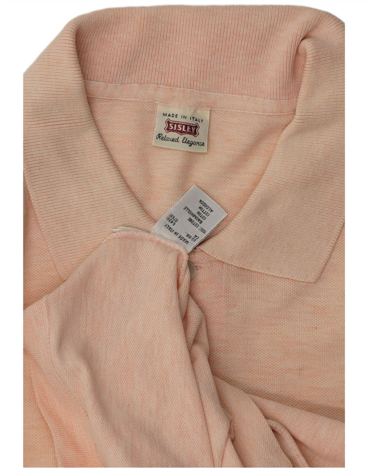 Sisley Herren-Poloshirt, groß, rosa gesprenkelte Baumwolle