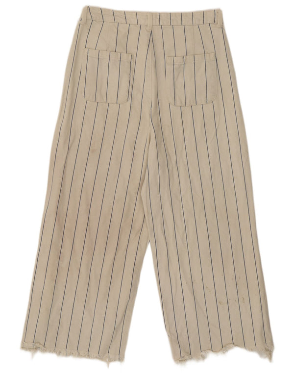 Topshop Damen-Capri-Jeans mit hohem Bund, W28, L21, beige gestreift, Baumwolle