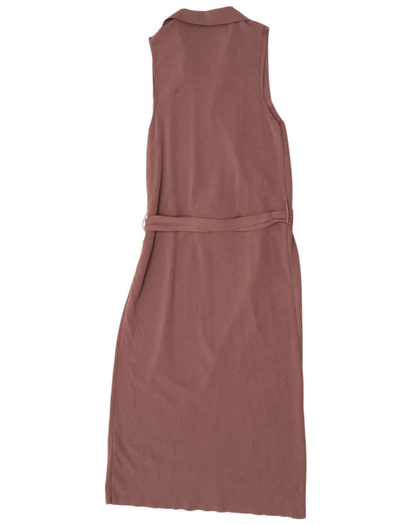 Zara Damen Ärmelloses Maxikleid UK 12 Mittelbraune Viskose