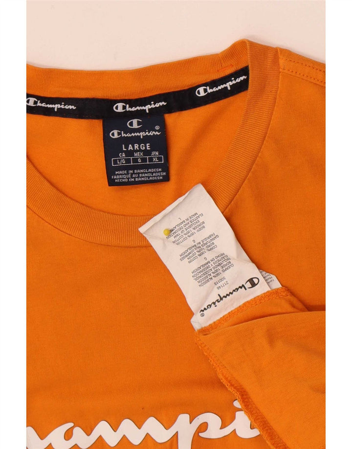 Champion Herren-T-Shirt mit Grafik, Größe L, Orange, Baumwolle