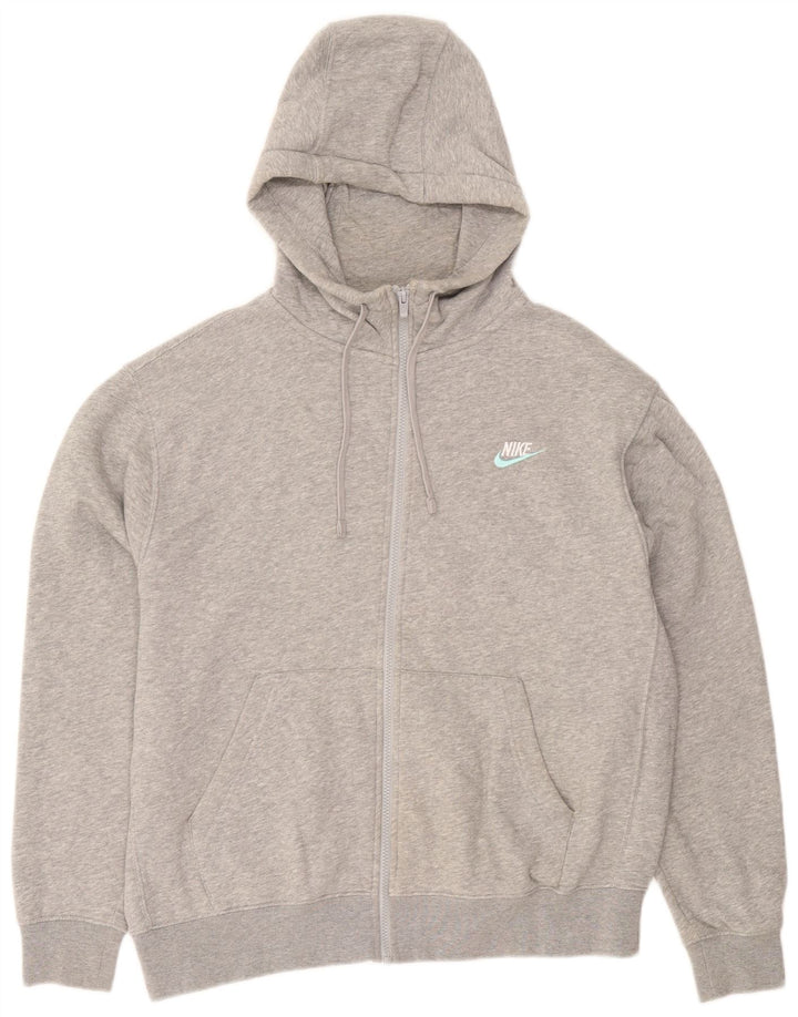 Nike Herren-Kapuzenpullover mit Reißverschluss, groß, grau gefleckte Baumwolle