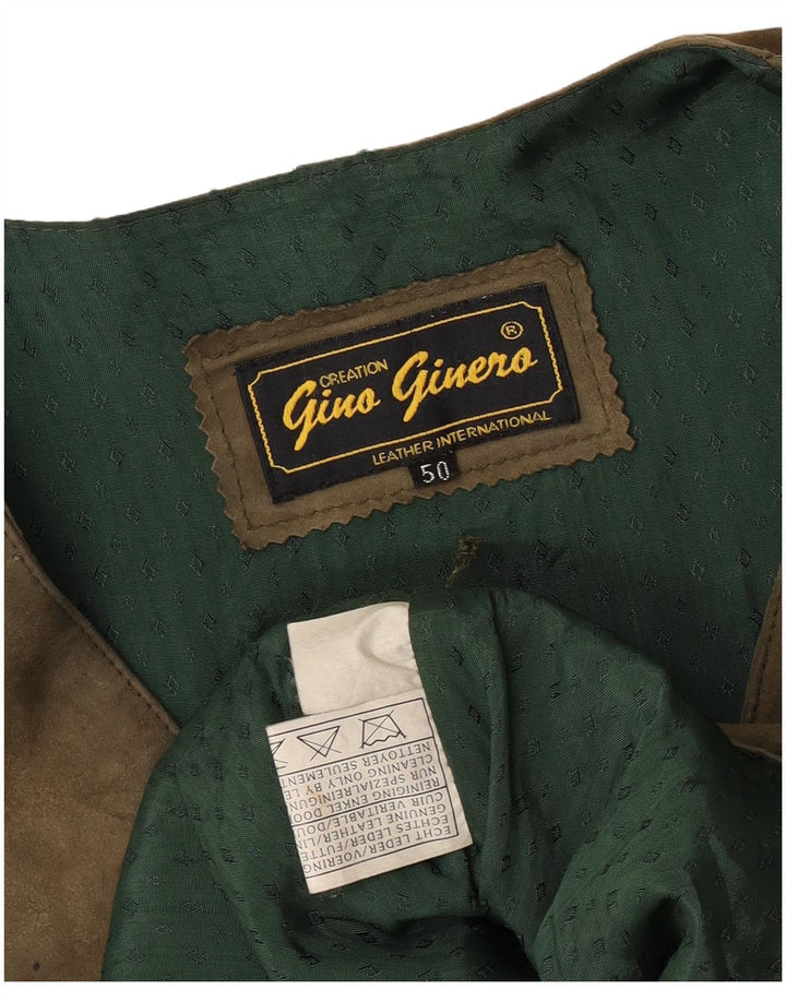 Vintage Herren Wildlederweste IT 50 Medium Khaki Leder