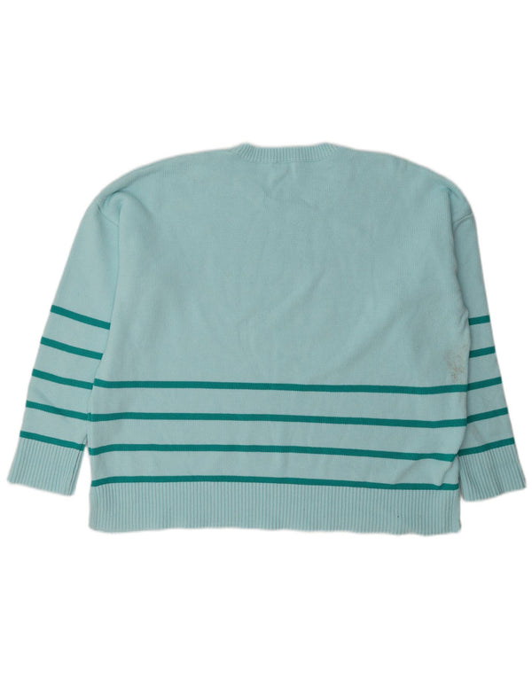Hobbs Damen-Pullover mit Rundhalsausschnitt, Gr. 18, XL, türkis, gestreift, Baumwolle