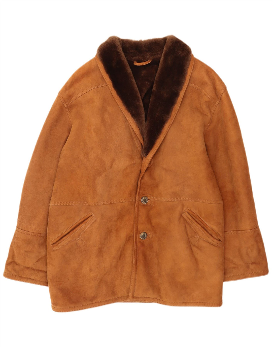 Port Banus Herren-Lammfelljacke IT 50, großes braunes Lammfell