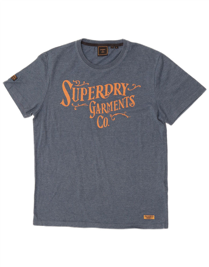 Superdry Herren Grafik-T-Shirt-Oberteil XL aus blauer Baumwolle