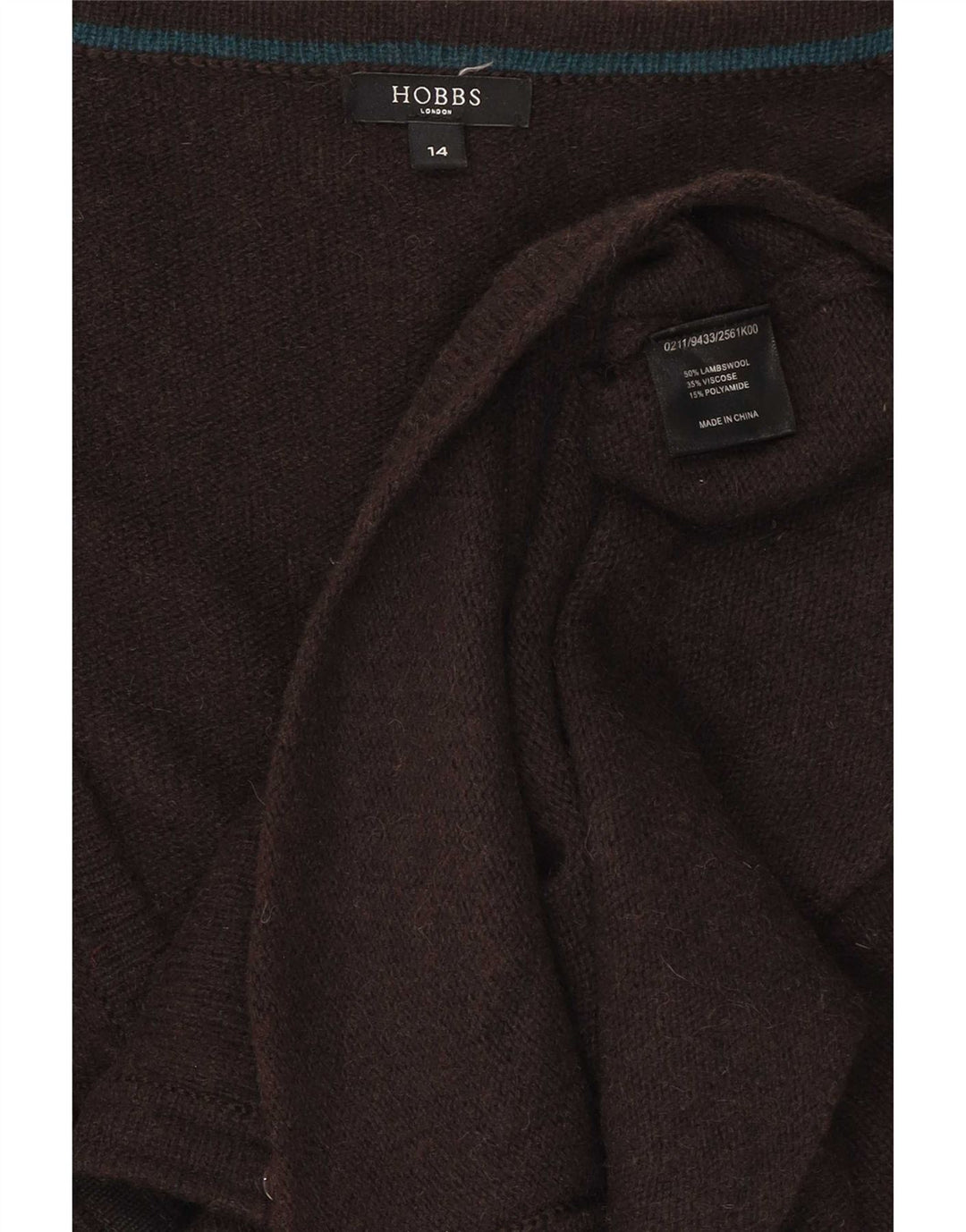Hobbs Damen-Cardigan-Pullover UK 14 Mittelbraune Lammwolle