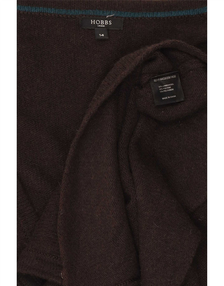 Hobbs Damen-Cardigan-Pullover UK 14 Mittelbraune Lammwolle