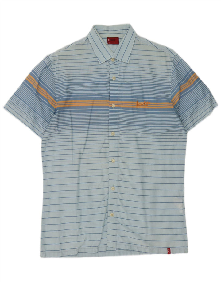 Levi's Herren-Kurzarmhemd aus mittelblauer, gestreifter Baumwolle