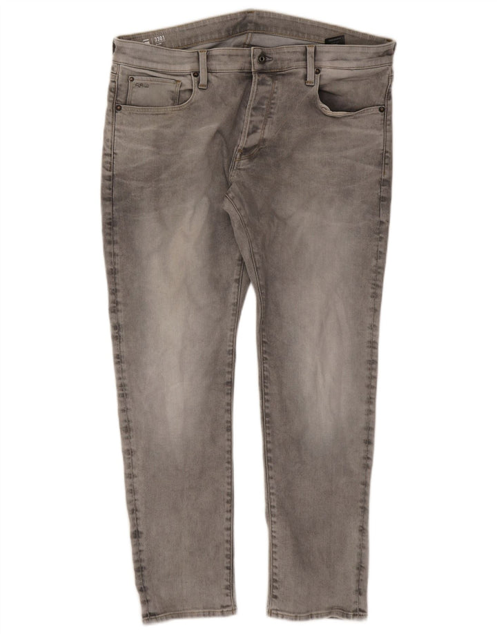 G-Star Herren 3301 Slim Jeans W36 L30 Graue Baumwolle