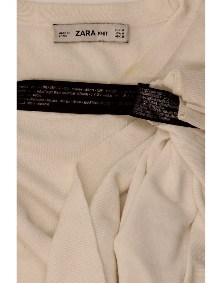 Zara Damen-Pullover mit U-Boot-Ausschnitt, UK 12, mittelweiße Viskose