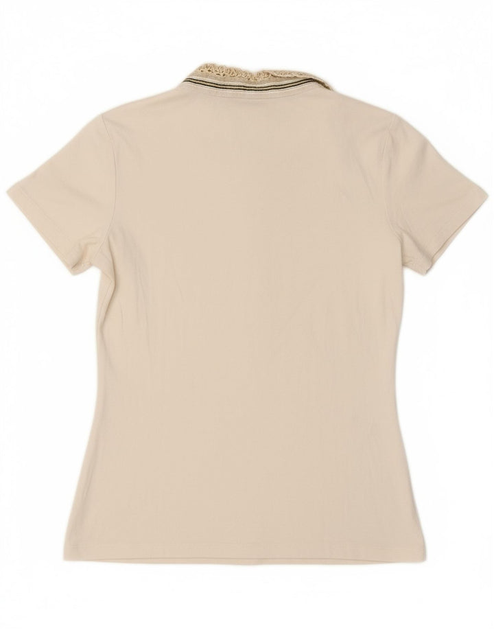 ELLESSE Womens Polo Shirt UK 8 Small White Cotton