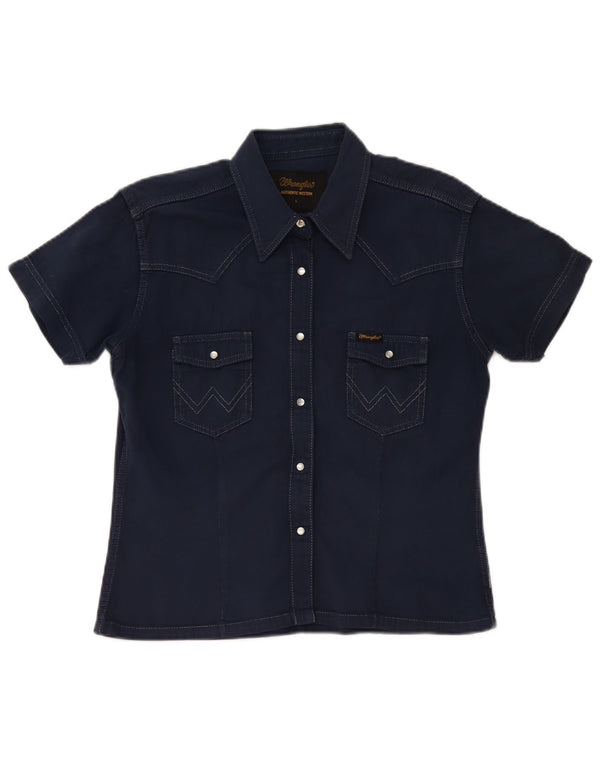 Wrangler Damen Kurzarm-Jeanshemd UK 16 Large Marineblau