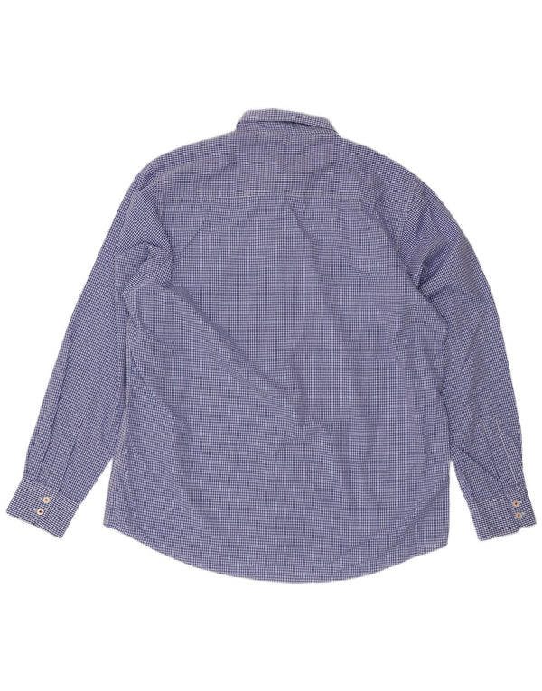 Pierre Cardin Mens Regular Fit Shirt 2XL Blue Gingham Polyester