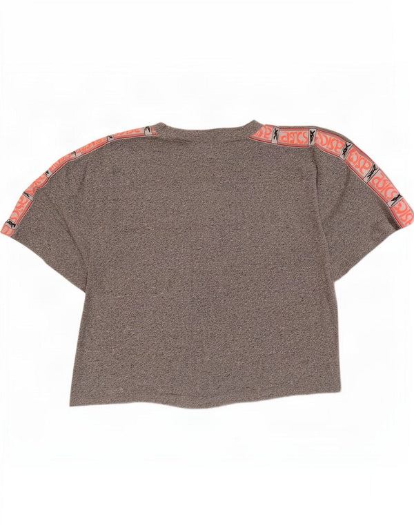 Asics Damen Graphic T-Shirt Top UK 18 XL Grau gefleckte Baumwolle