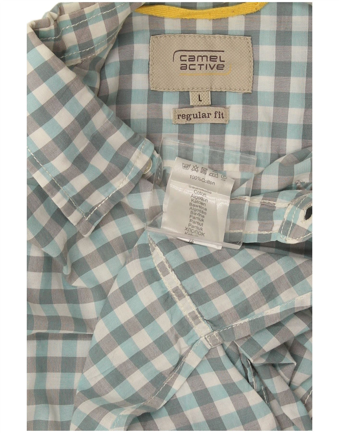 Camel Active Herren-Hemd, kurzärmelig, normale Passform, groß, blau, Gingham-Baumwolle
