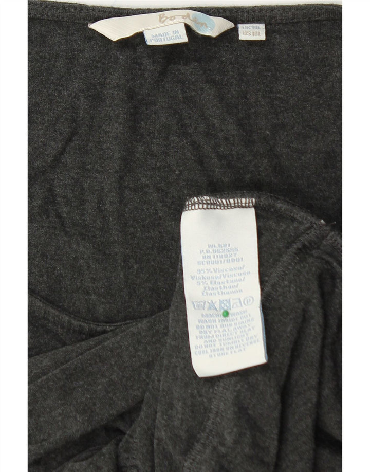 BODEN Langes A-Linien-Kleid mit 3/4-Ärmeln für Damen, UK 14, Größe L, graue Viskose