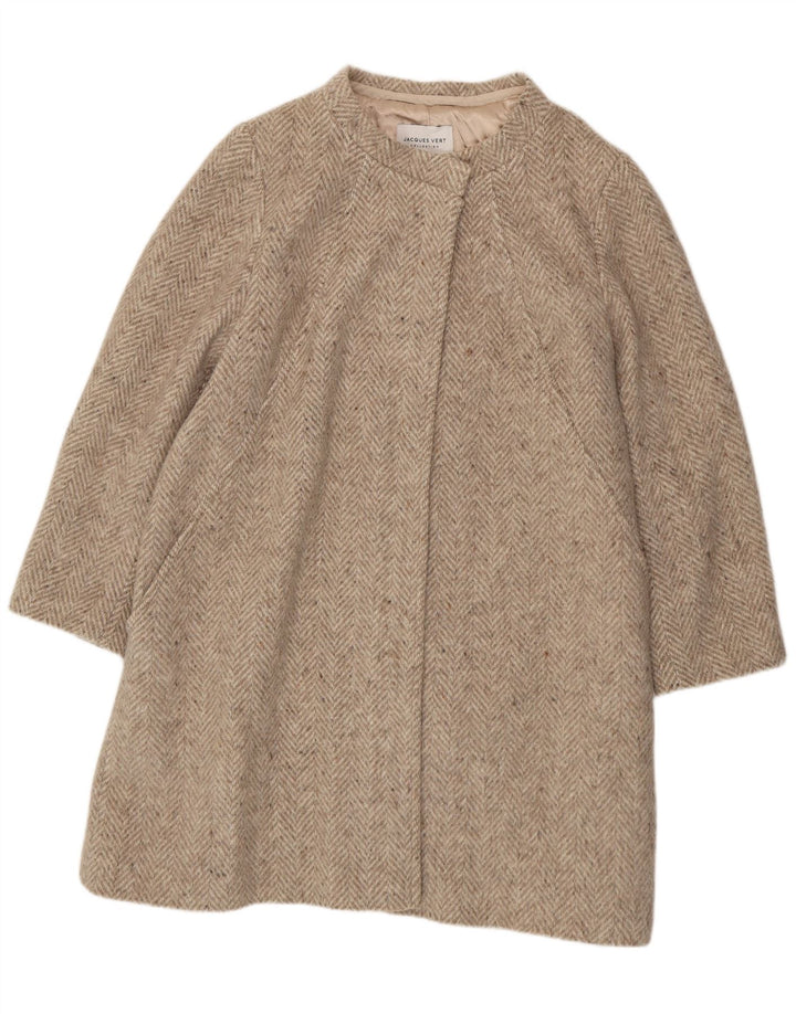 JACQUES VERT Damenmantel UK 20 XL Graue Wolle mit Fischgrätenmuster