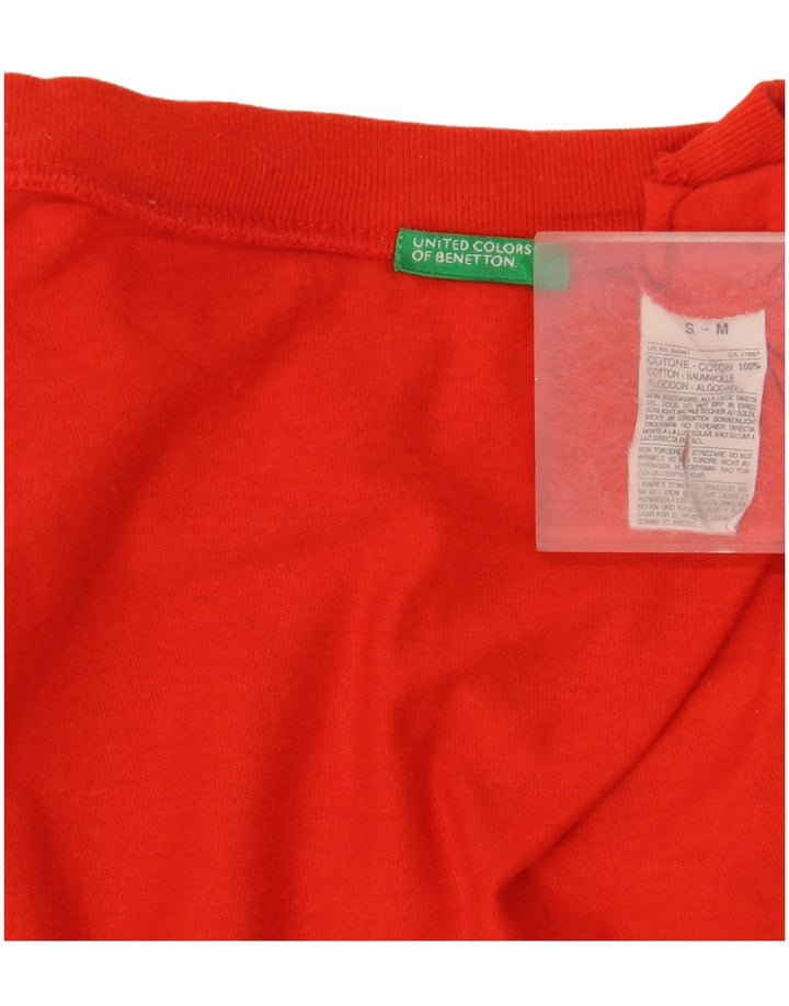 Benetton Herren-T-Shirt mit Grafik, Größe S, Orange, Baumwolle