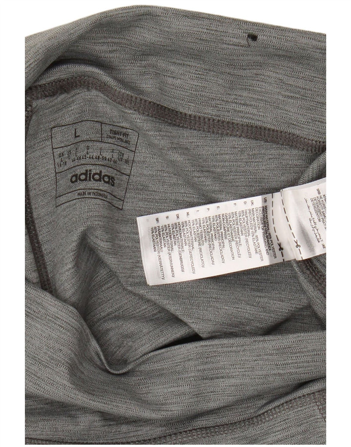 Adidas Damen Leggings UK 16/18 Large Grau Polyester