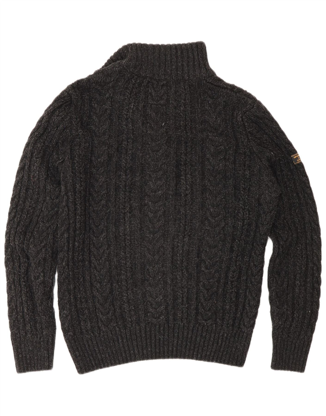 Superdry Herren-Pullover mit Reißverschluss am Hals, mittelgraues Acryl