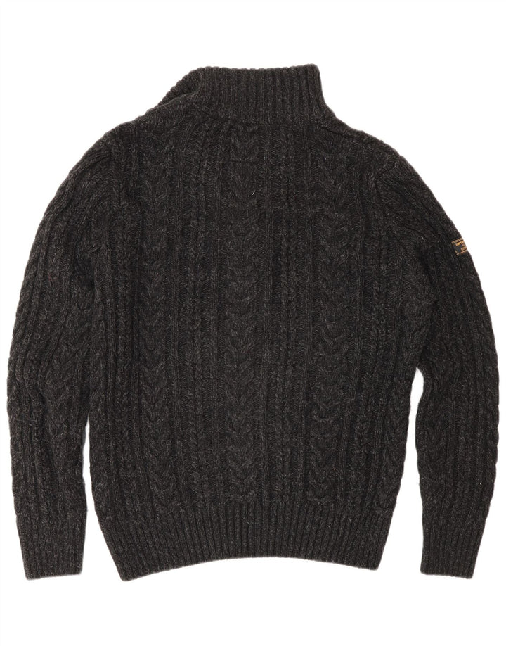 Superdry Herren-Pullover mit Reißverschluss am Hals, mittelgraues Acryl