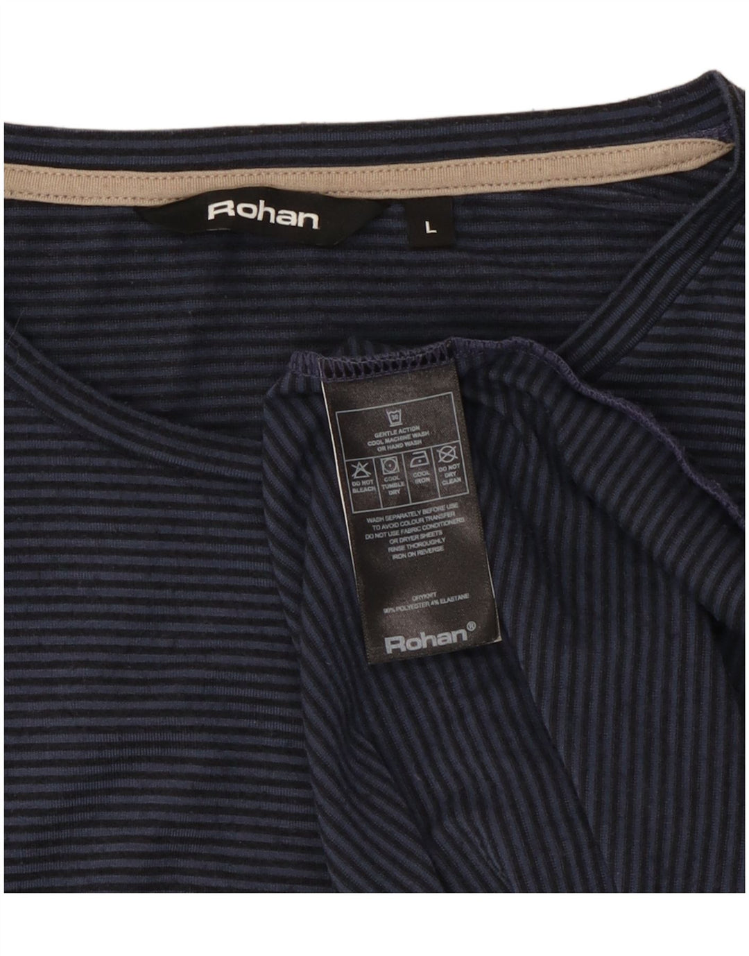 Rohan Herren-T-Shirt, groß, marineblau, gestreift, Polyester