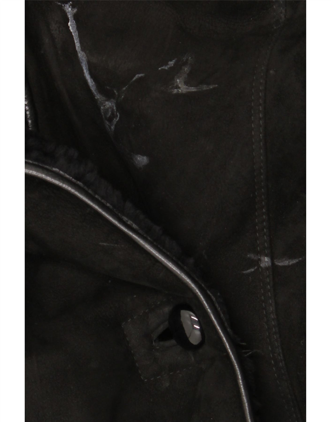 Vintage Damen Shearling Mantel UK 18 XL Schwarz