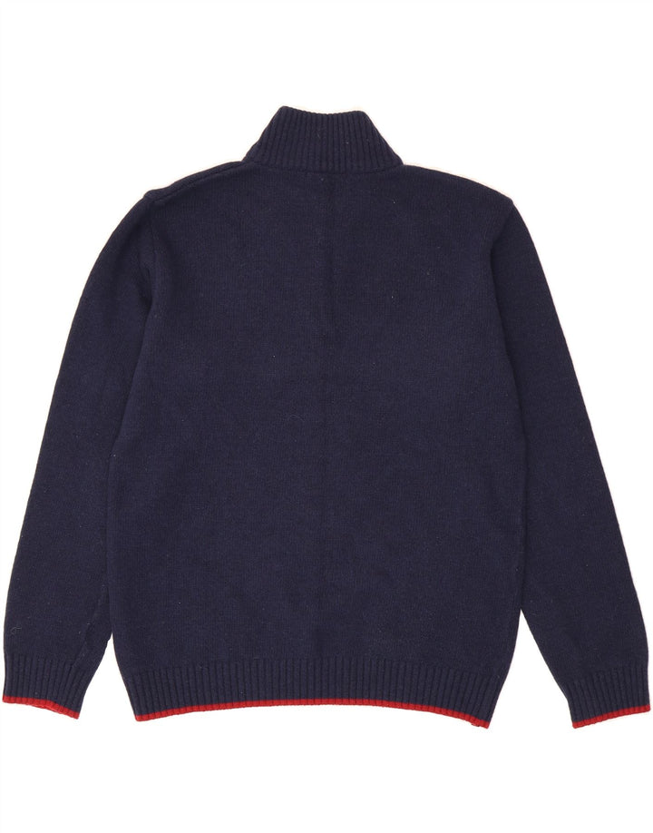 VINTAGE Mens Zip Neck Jumper Sweater Medium Navy Blue Vintage Vintage and Second-Hand Vintage from Messina Hembry 