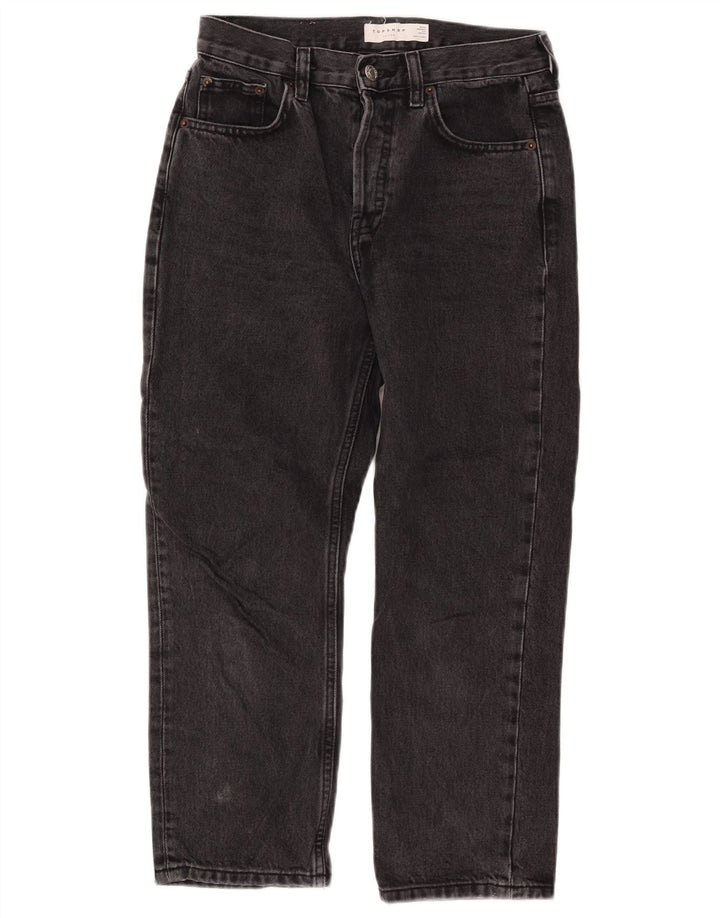 Topshop Damen Petite Kurzjeans W26 L23 Schwarze Baumwolle